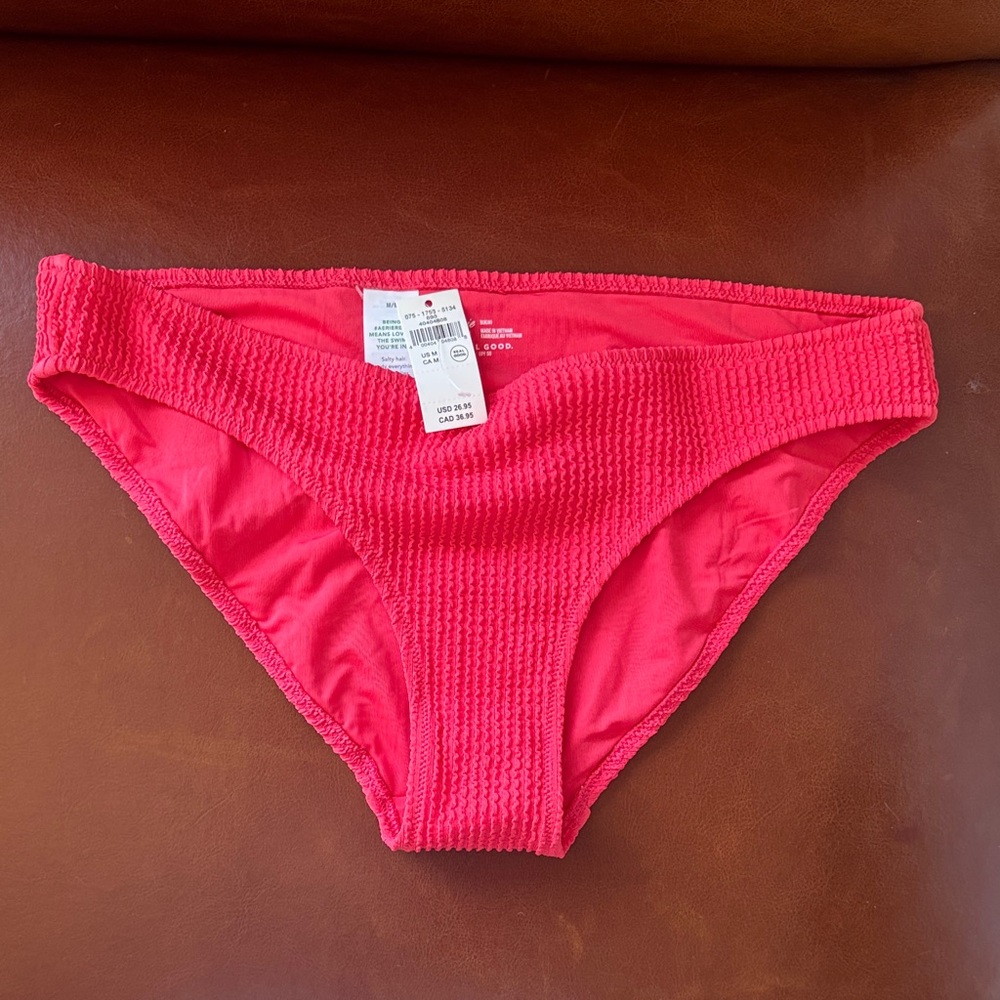 Aerie Coral Textured Bikini Bottom